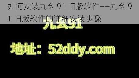 如何安装九幺 91 旧版软件——九幺 91 旧版软件的详细安装步骤