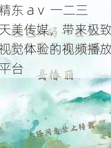 精东 aⅴ 一二三天美传媒，带来极致视觉体验的视频播放平台