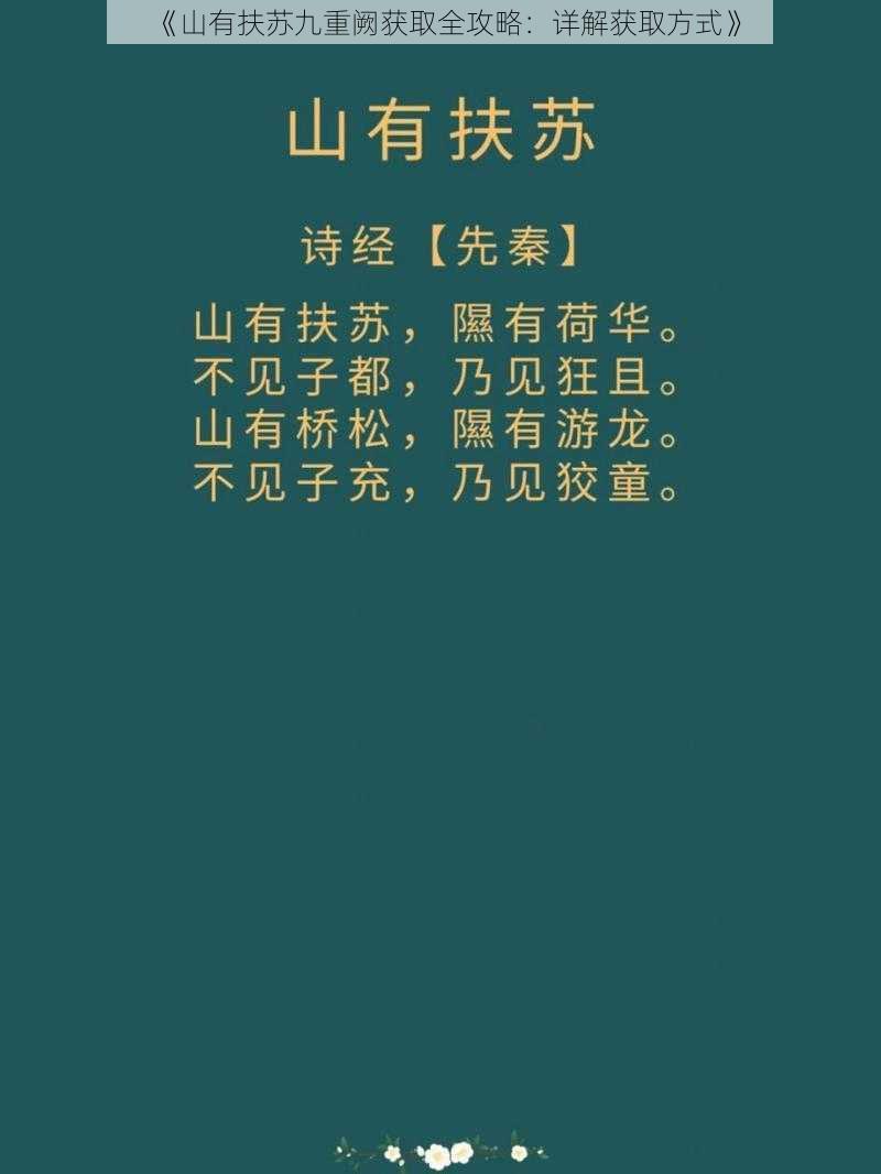 《山有扶苏九重阙获取全攻略：详解获取方式》