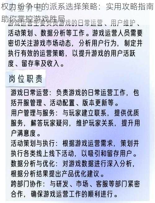 权力纷争中的派系选择策略：实用攻略指南助你掌控游戏胜局