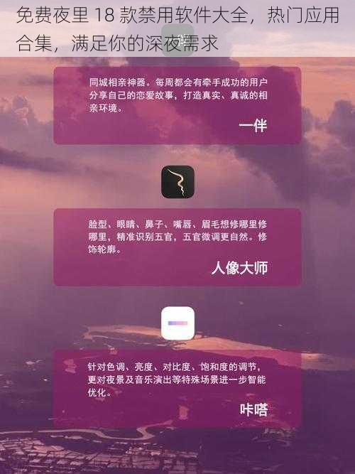 免费夜里 18 款禁用软件大全，热门应用合集，满足你的深夜需求